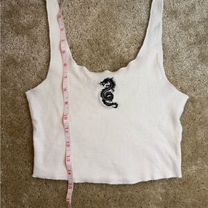 Women’s S Y2K fashion Streetwear black and white Dragon Tank Top